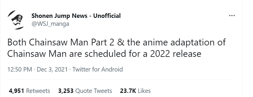 When Is Chainsaw Man Anime Coming Out